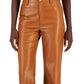 Calça feminina de couro sintético com perna reta INC International Concepts, marrom, tamanho 16