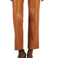 Calça feminina de couro sintético com perna reta INC International Concepts, marrom, tamanho 16