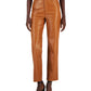 Calça feminina de couro sintético com perna reta INC International Concepts, marrom, tamanho 16