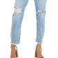 Calça jeans feminina rasgada, de cintura média, perna reta, azul, tamanho 12, da INC International Concepts