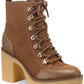 Botas femininas Sun + Stone Lennonn com cadarço, marrom, tamanho 6 M
