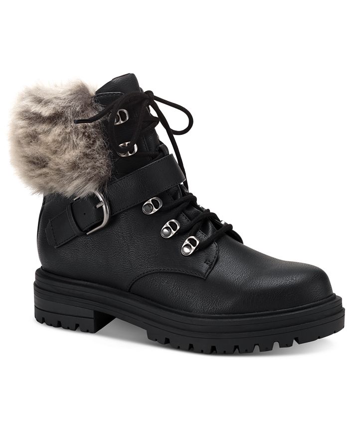 Botas femininas Sun + Stone Orlenaa para clima frio, pretas, tamanho 7 M