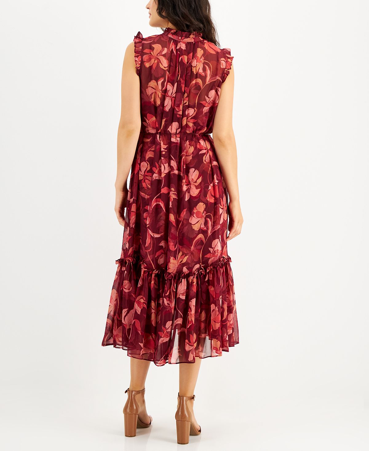 Vestido feminino com estampa floral e mangas esvoaçantes INC International Concepts, rosa, tamanho extragrande