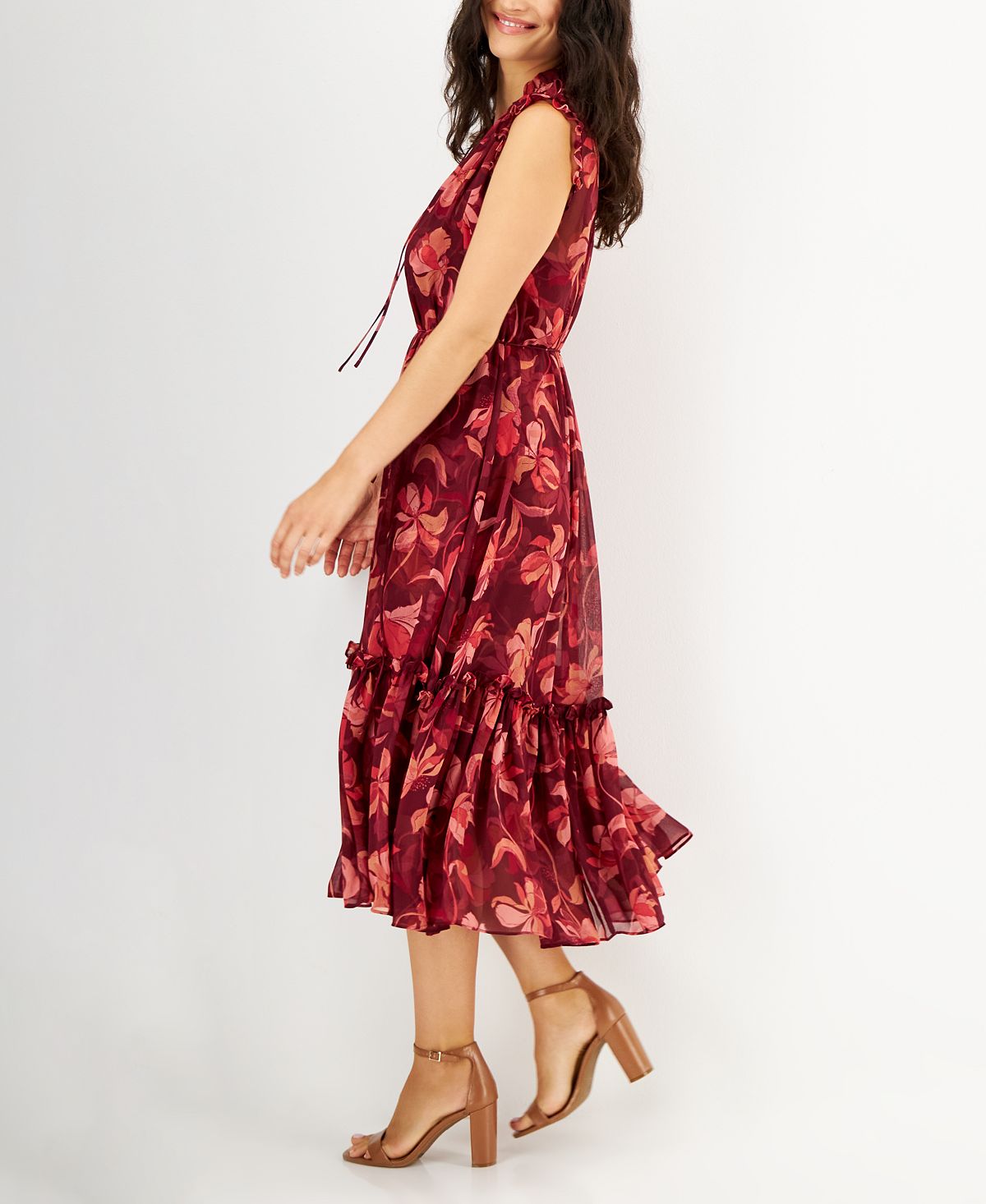 Vestido feminino com estampa floral e mangas esvoaçantes INC International Concepts, rosa, tamanho extragrande