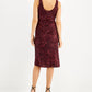 Vestido midi de cetim estampado feminino INC International Concepts, vermelho, tamanho pequeno