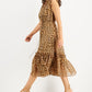 Vestido feminino com estampa de chita e mangas esvoaçantes INC International Concepts, marrom, tamanho XX-G