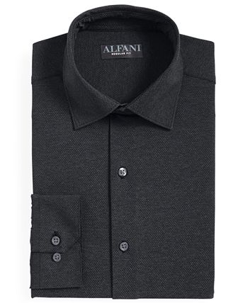 Camisa social masculina Alfani Regular Fit Travel Ready, preta, tamanho 16x34x35