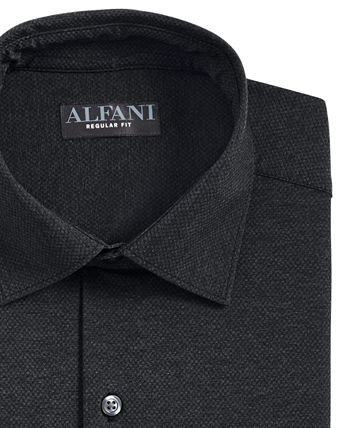 Camisa social masculina Alfani Regular Fit Travel Ready, preta, tamanho 16x34x35