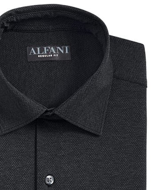 Camisa social masculina Alfani Regular Fit Travel Ready, preta, tamanho 16x34x35