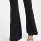 Calça feminina Bar III Caviar Sparkle Flare com perna alargada, preta, tamanho pequeno