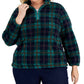 Moletom feminino xadrez sherpa estilo &amp; co verde tamanho 2X