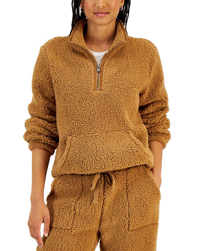 Suéter Sherpa Feminino Style &amp; Co Marrom Tamanho Pequeno Pequeno