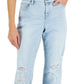 Calça jeans feminina flare de cintura média destruída da INC International Concepts, azul, tamanho 10
