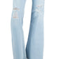 Calça jeans feminina flare de cintura média destruída da INC International Concepts, azul, tamanho 10