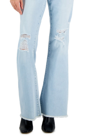 Calça jeans feminina flare de cintura média destruída da INC International Concepts, azul, tamanho 10