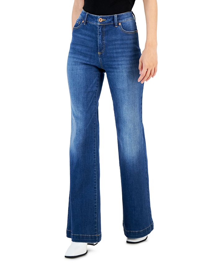 Calça jeans feminina de cintura alta e perna larga da INC International Concepts, azul, tamanho 10