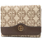 Carteira feminina Giani Bernini com três dobras e logotipo em jacquard, marrom, tamanho regular
