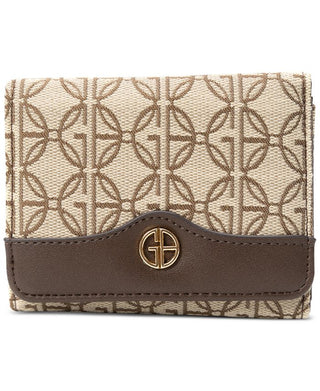 Giani Bernini Women's Logo Jacquard Trifold Wallet Brown Size Regular