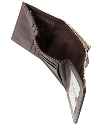 Carteira feminina Giani Bernini com três dobras e logotipo em jacquard, marrom, tamanho regular