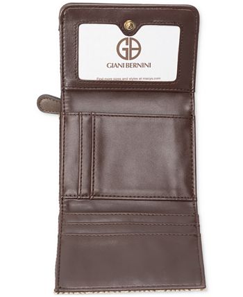 Carteira feminina Giani Bernini com três dobras e logotipo em jacquard, marrom, tamanho regular