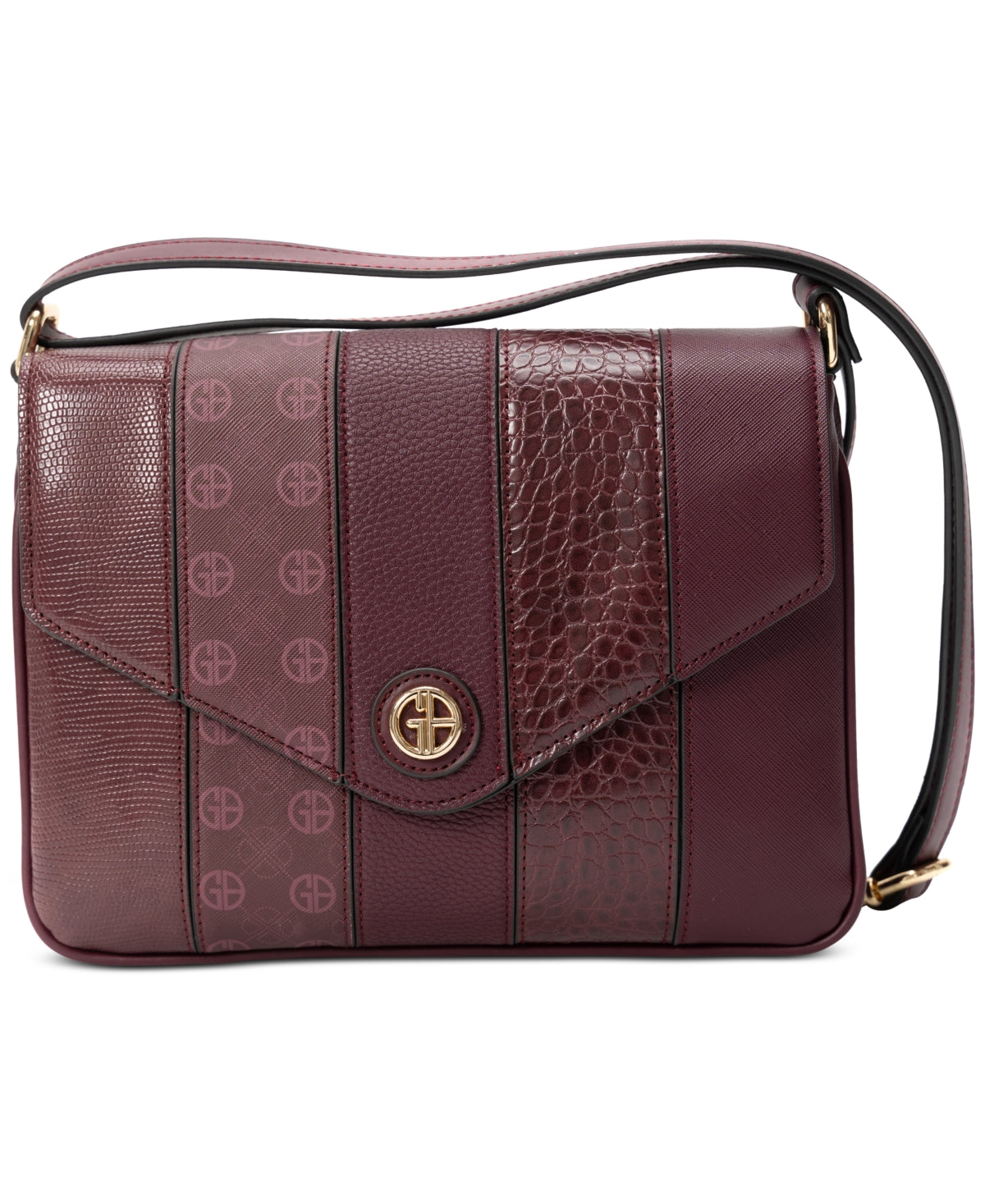 Bolsa transversal feminina Giani Bernini em couro sintético com bloco de cores em relevo, vermelha, tamanho regular