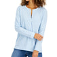 Blusa de gola redonda feminina de algodão estilo &amp; co, azul, tamanho grande