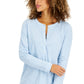 Blusa de gola redonda feminina de algodão estilo &amp; co, azul, tamanho grande