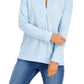 Blusa de gola redonda feminina de algodão estilo &amp; co, azul, tamanho grande