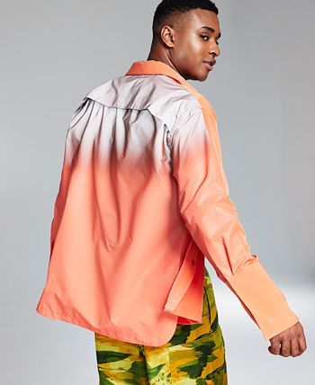 E agora esta camisa masculina refletiva de manga comprida com botões laranja tamanho XX-G