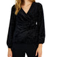 Blusa feminina Alfani Velvet Surplice Wrap, preta, tamanho pequeno