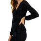 Blusa feminina Alfani Velvet Surplice Wrap, preta, tamanho pequeno
