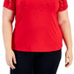 Camiseta feminina com lantejoulas INC International Concepts vermelha tamanho 2X