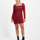 Vestido curto feminino Bar III xadrez com decote quadrado e sobreposição de malha franzida, tamanho X-G