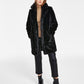 INC International Concepts Casaco longo de pele sintética feminino, preto, tamanho pequeno