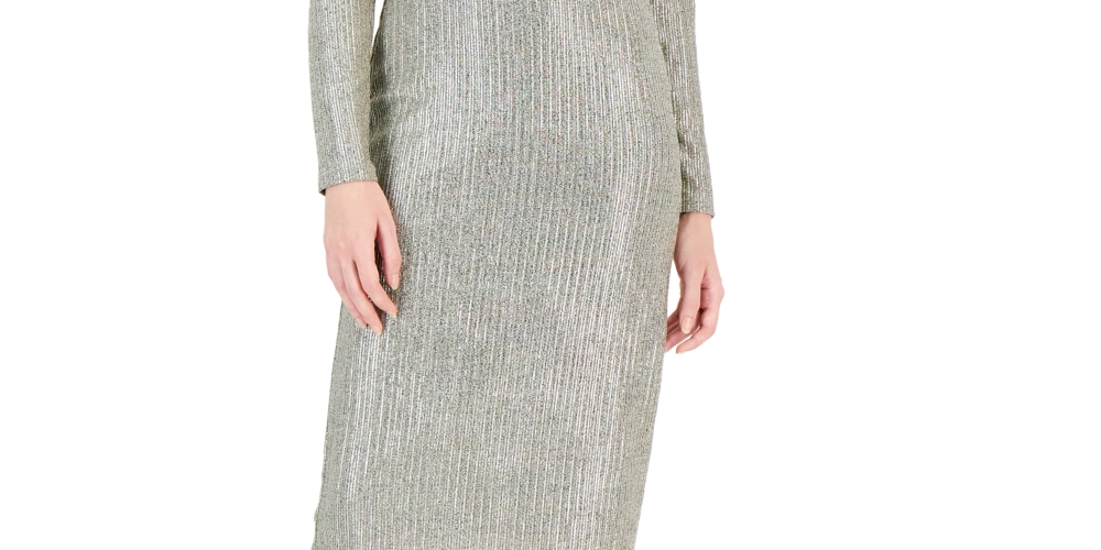 Vestido feminino com corpete cruzado INC International Concepts, dourado, tamanho XL