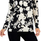 JM Collection Top feminino elaborado com recorte festivo e embelezado, preto, tamanho pequeno