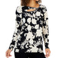 JM Collection Top feminino elaborado com recorte festivo e embelezado, preto, tamanho pequeno