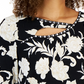 JM Collection Top feminino elaborado com recorte festivo e embelezado, preto, tamanho pequeno