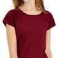 Camiseta feminina texturizada de manga curta ID Ideology, vermelha, tamanho pequeno