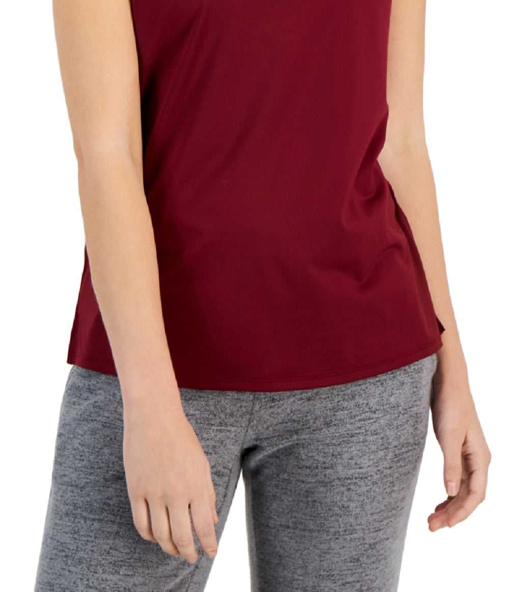 Camiseta feminina texturizada de manga curta ID Ideology, vermelha, tamanho pequeno