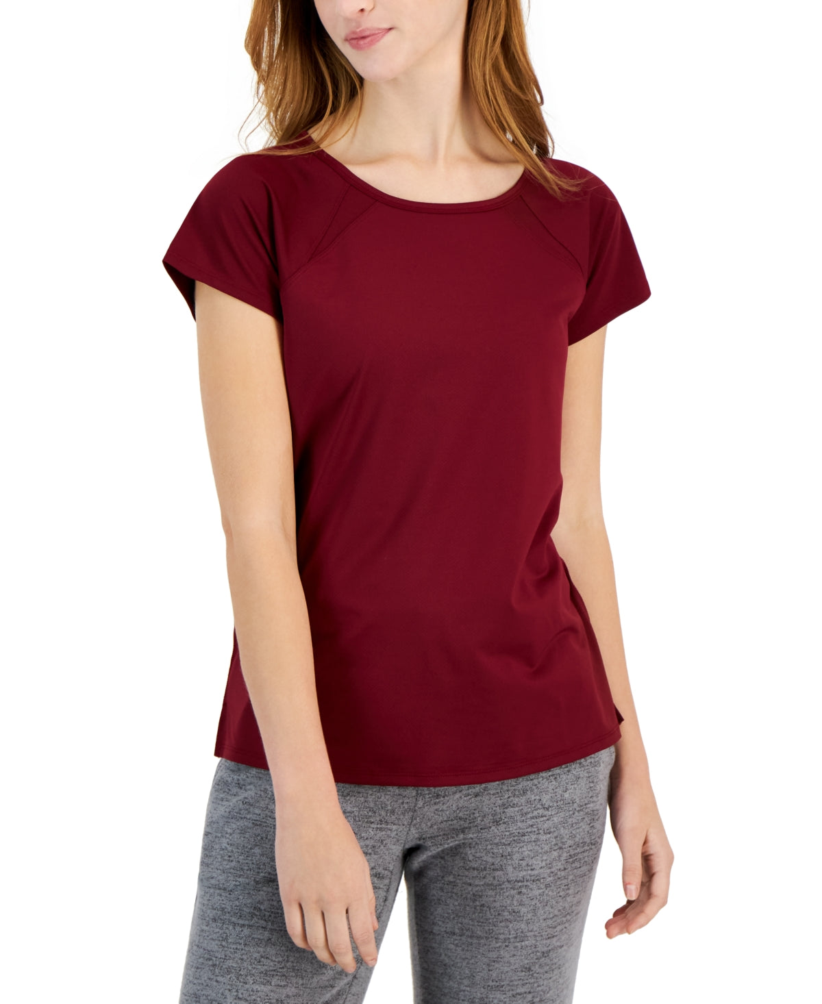 Camiseta feminina texturizada de manga curta ID Ideology, vermelha, tamanho pequeno