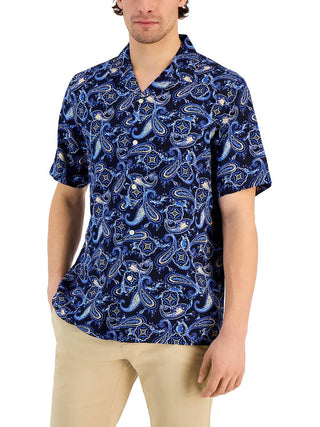 Camisa Medalhão Paisley Masculina Club Room Azul Tamanho P