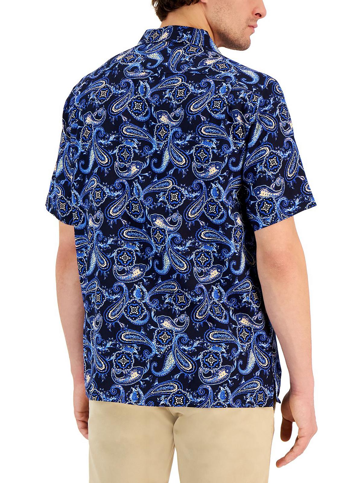 Camisa Medalhão Paisley Masculina Club Room Azul Tamanho P