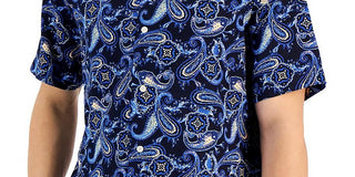 Camisa Medalhão Paisley Masculina Club Room Azul Tamanho P