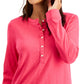 Top Henley Feminino Estilo &amp; Co Rosa Tamanho Pequeno Grande