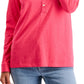 Top Henley Feminino Estilo &amp; Co Rosa Tamanho Pequeno Grande