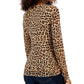 Blusa feminina com estampa animal e decote em V, franzida, marrom, tamanho pequeno, da INC International Concepts