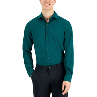 Camisa social masculina Alfani Slim Fit com elasticidade em 4 direções, verde, tamanho 14x32x33