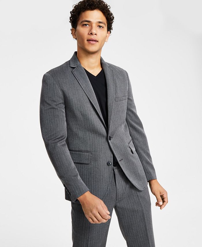 INC International Concepts Jaqueta Masculina Slim Fit Espinha de Peixe Preta Tamanho M