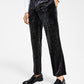 Calça de terno masculina de veludo estampado slim fit da INC International Concepts, preta, tamanho 29